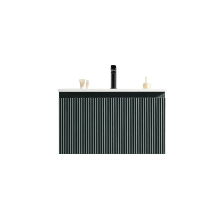 600mm Smoked Sage Wall Hung Vanity with Basin and 600 x 800mm LED Mirror