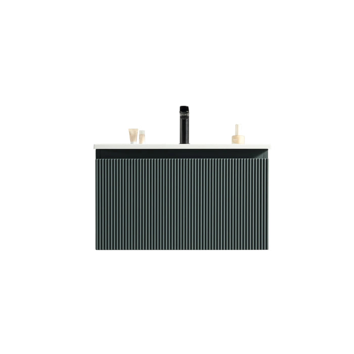 Fluted 600mm Wall-Hung Vanity Unit with Basin – Smoked Sage
