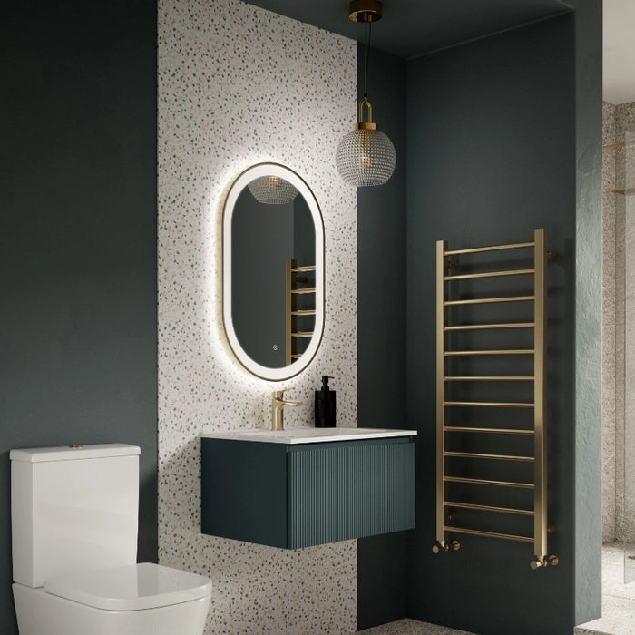 Fluted 600mm Wall-Hung Vanity Unit with Basin – Smoked Sage