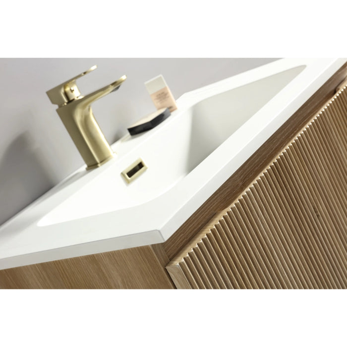 Fluted 800 mm Wall Hung Vanity & Matte Basin - Country Oak