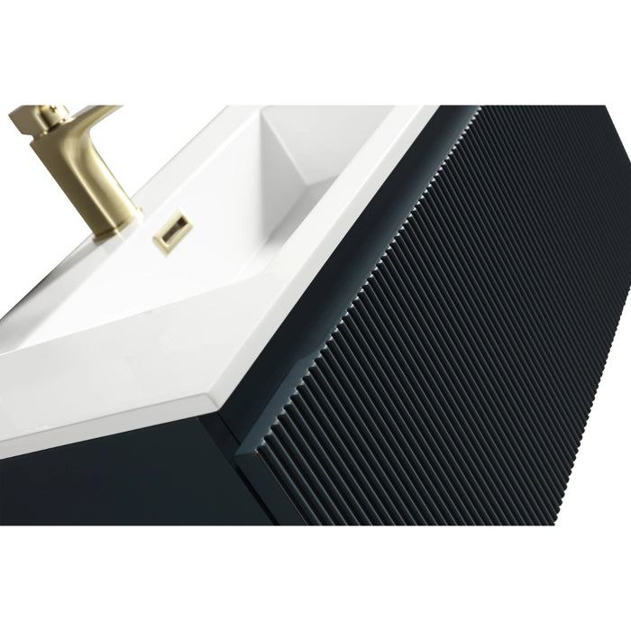 Fluted 800 mm Wall Hung Vanity & Matte Basin - Midnight Shadow