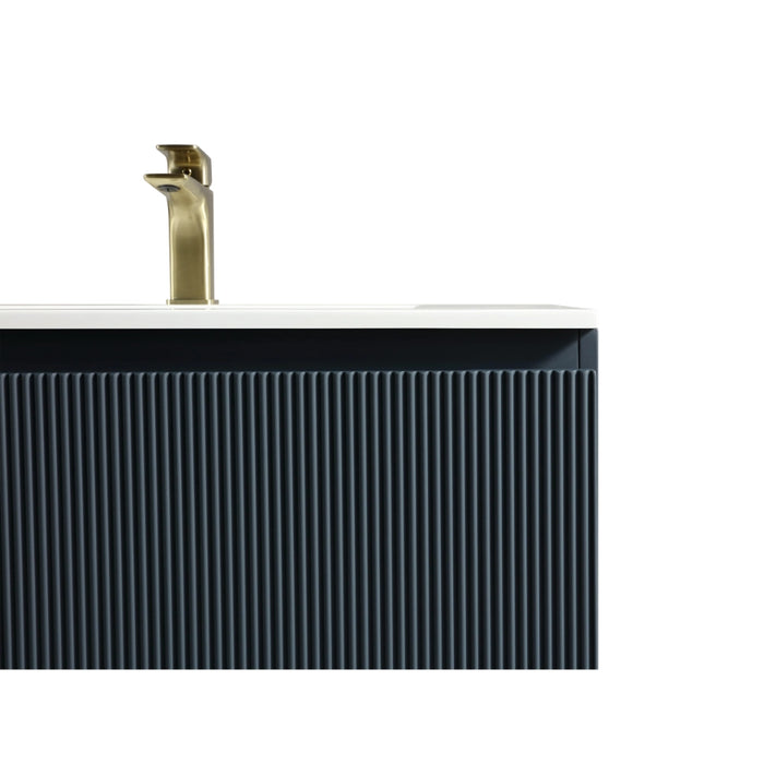 Fluted 800 mm Wall Hung Vanity & Matte Basin - Midnight Shadow