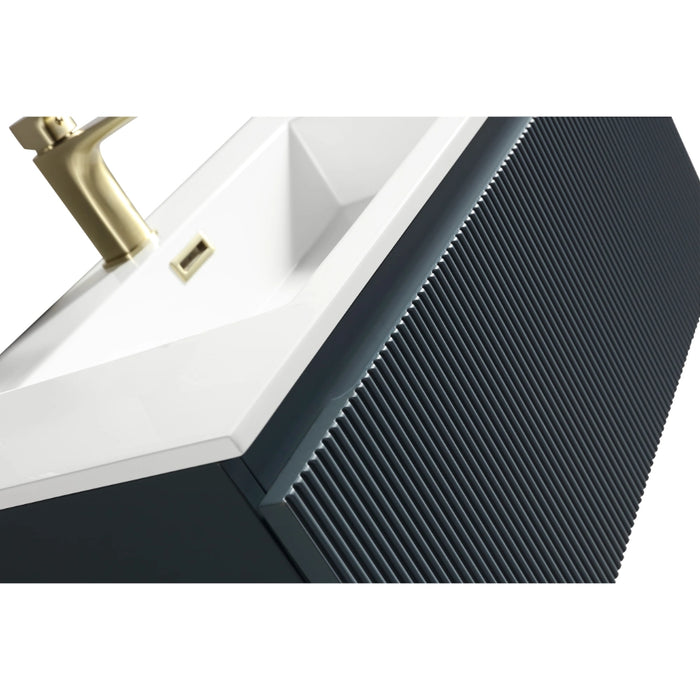 Fluted 800 mm Wall Hung Vanity & Matte Basin - Smoked Sage