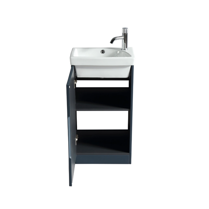 Mini Fluted Cloakroom Vanity Unit with Ceramic Basin - Midnight Shadow