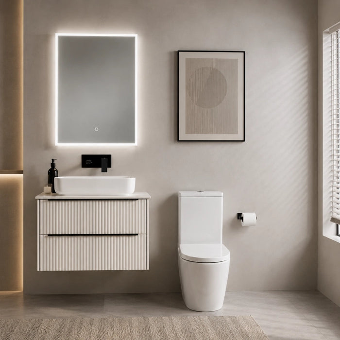 Avara Fluted 600mm Wall Hung Vanity Unit with Basin - Matt White