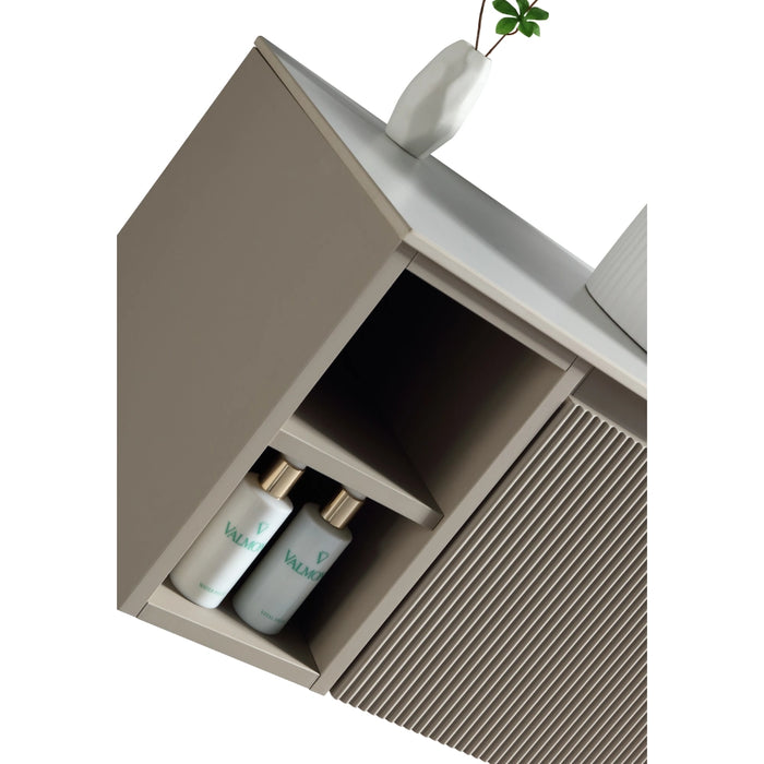 Fluted 1200mm Wall Hung Vanity with 2 Side Storage - Soft Coffee