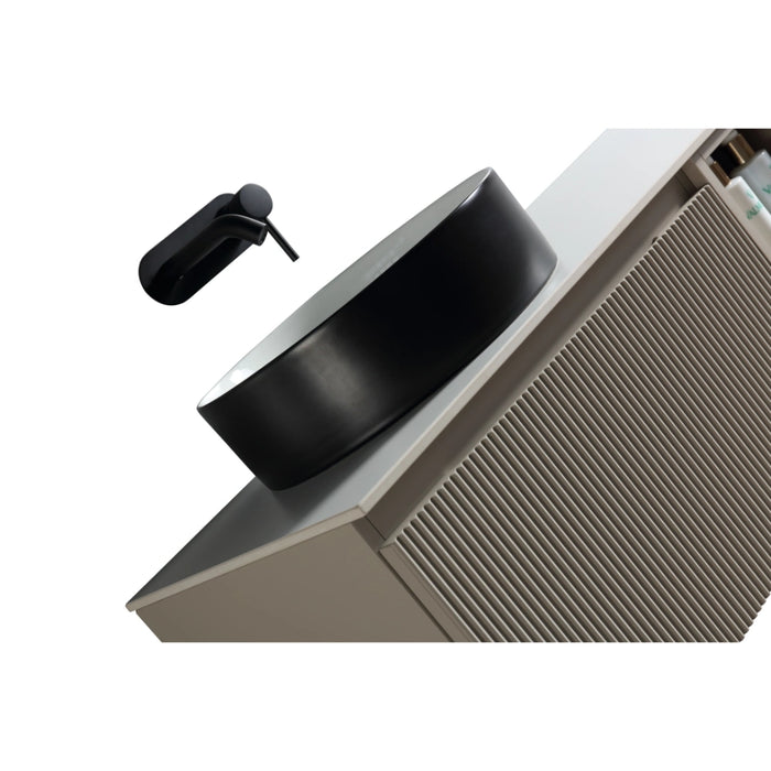 Fluted 1400mm Wall Hung Double Vanity with Storage - Soft Coffee