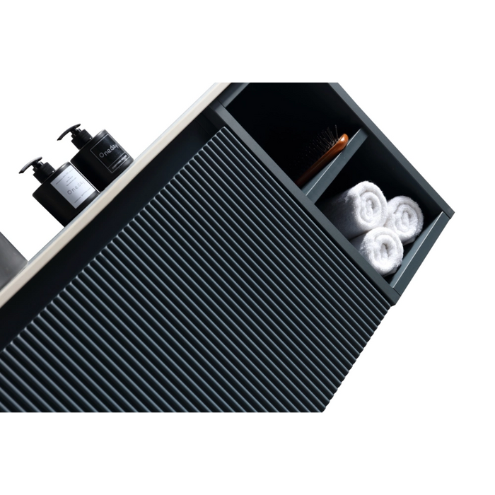 Fluted 1200mm Wall Hung Vanity with 2 Side Storage - Midnight Shadow