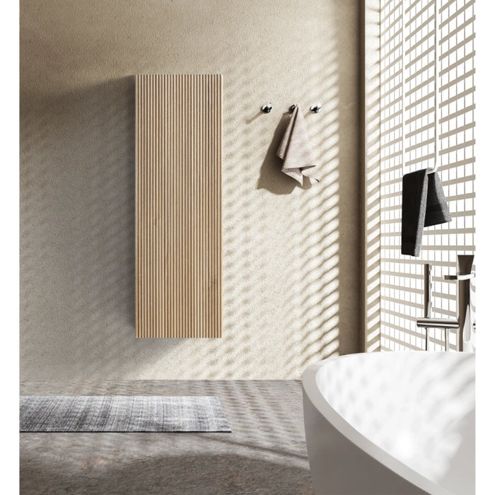 Fluted 900mm Wall Mounted Tall Storage Cabinet - Country Oak