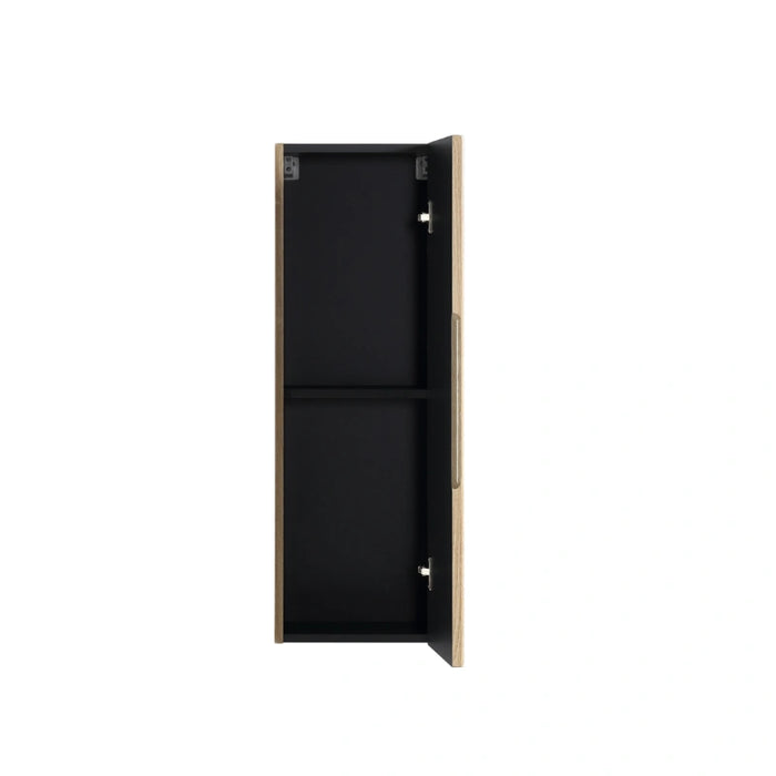 Fluted 900mm Wall Mounted Tall Storage Cabinet - Country Oak