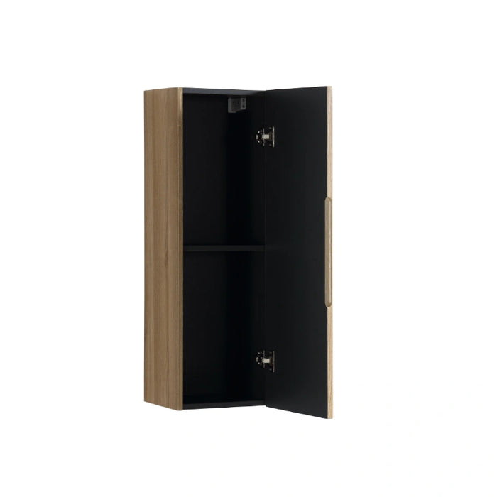 Fluted 900mm Wall Mounted Tall Storage Cabinet - Country Oak