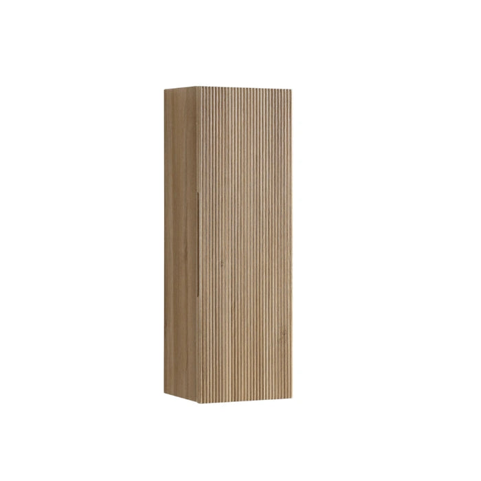 Fluted 900mm Wall Mounted Tall Storage Cabinet - Country Oak