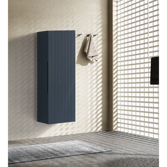 Fluted 900mm Wall Mounted Tall Storage Cabinet - Midnight Shadow