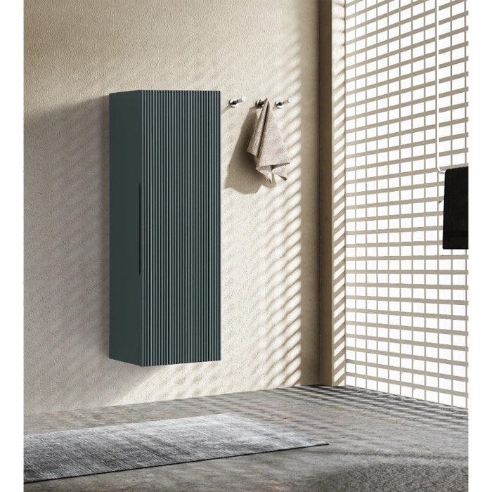 Fluted 900mm Wall Mounted Tall Storage Cabinet - Smoked Sage
