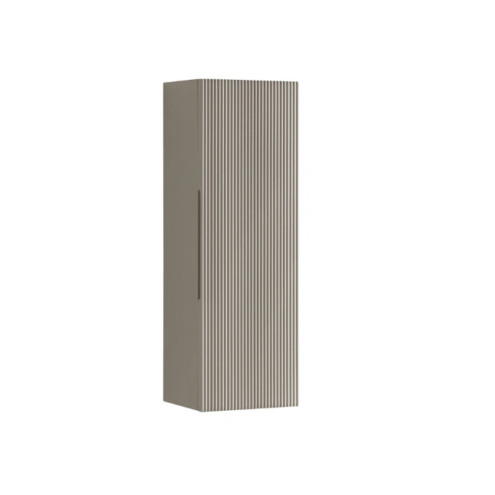 Fluted 900mm Wall Mounted Tall Storage Cabinet - Soft Coffee