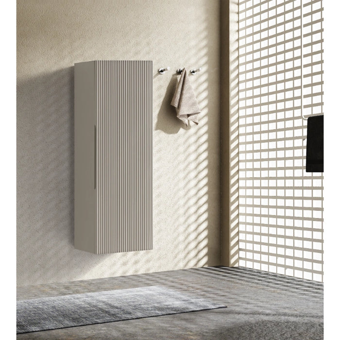 Fluted 900mm Wall Mounted Tall Storage Cabinet - Soft Coffee