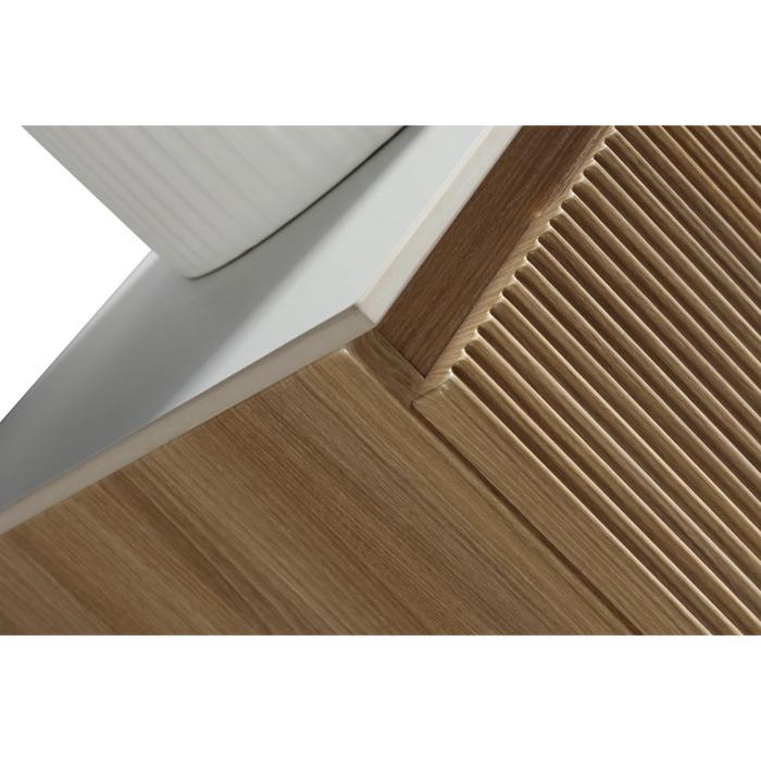 Fluted 600mm Oak Wall Hung Vanity with Counter Top - Country Oak