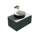 Dark sage wall-hung vanity with ribbed front, countertop and black round sink