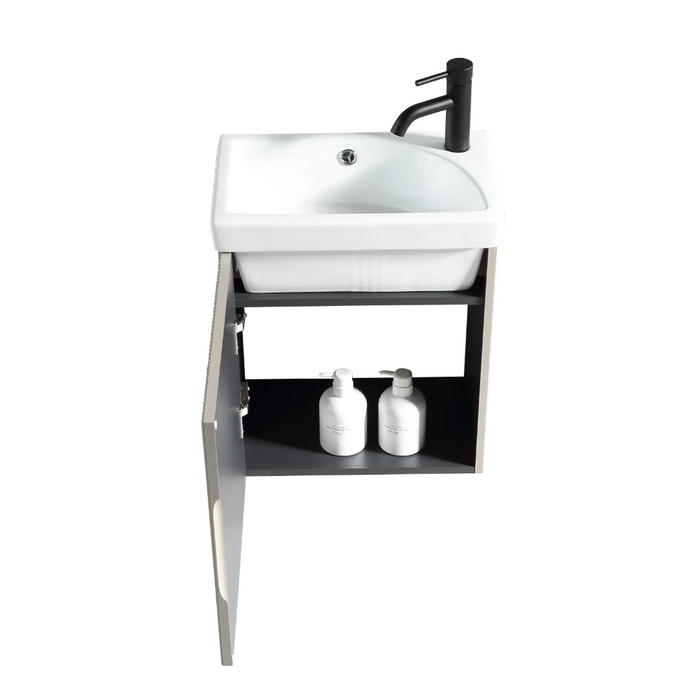 Fluted Mini Cloakroom Wall-Hung Vanity Unit with Basin - Soft Coffee