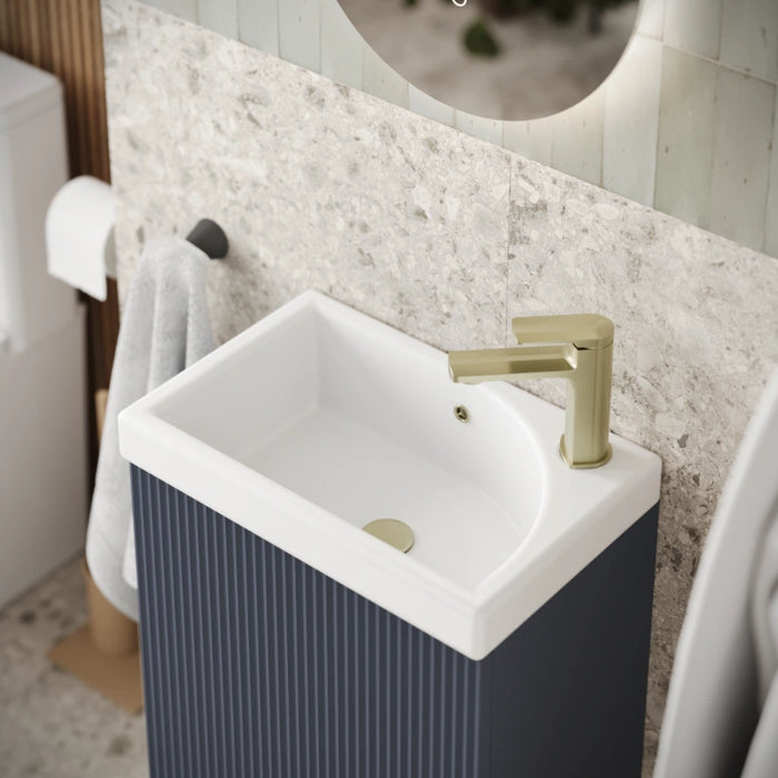 Fluted Mini Cloakroom Wall-Hung Vanity Unit with Basin - Midnight Shadow