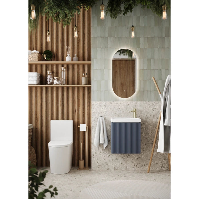 Fluted Mini Cloakroom Wall-Hung Vanity Unit with Basin - Midnight Shadow