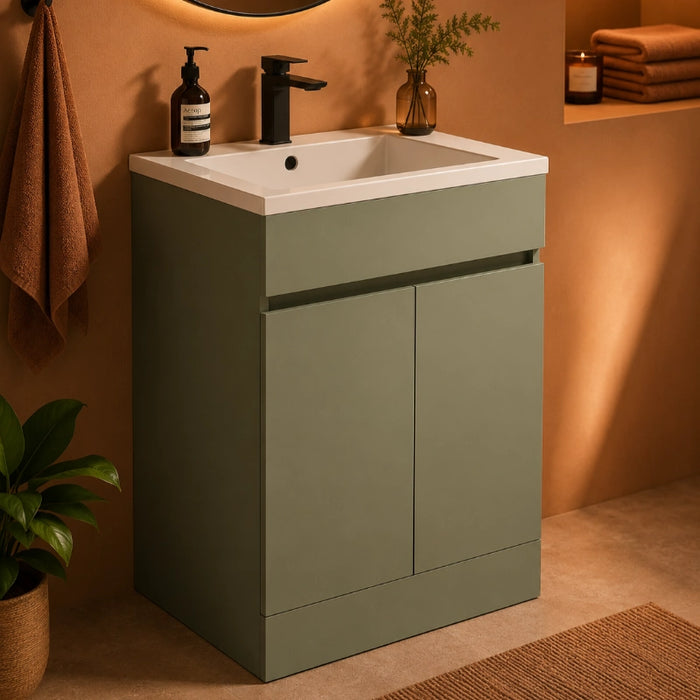 Catania 600mm Floor Standing Bathroom Vanity with Basin - Green