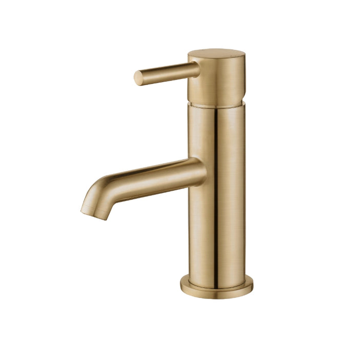 Pisa Round Brushed Brass Basin Tap & Waste