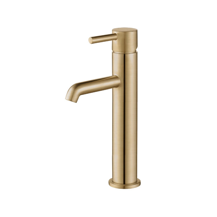 Pisa Freestanding Tall Mono Basin Tap - Brushed Brass