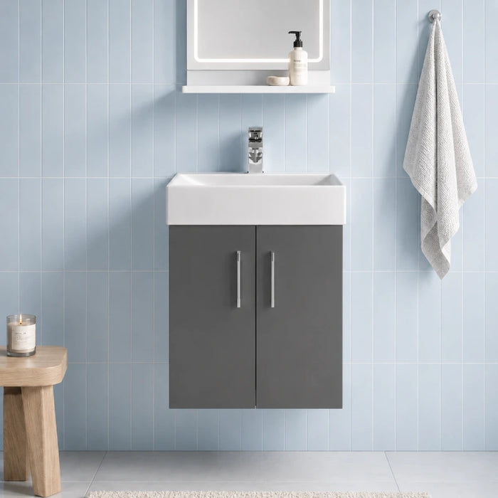 Elba 420mm Wall Hung Vanity Unit with Basin - Matt Stone Grey