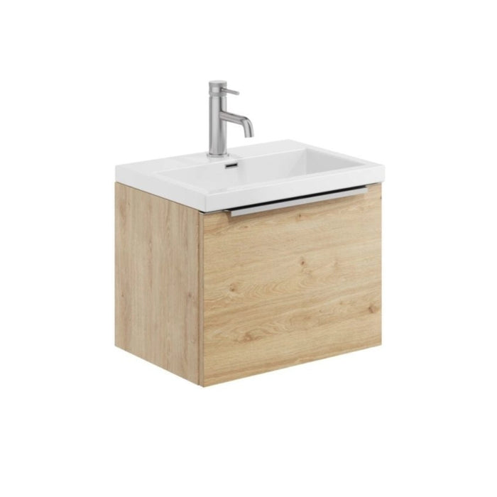 Dax 500mm Wall-Hung Bathroom Cabinet with Basin - Oak
