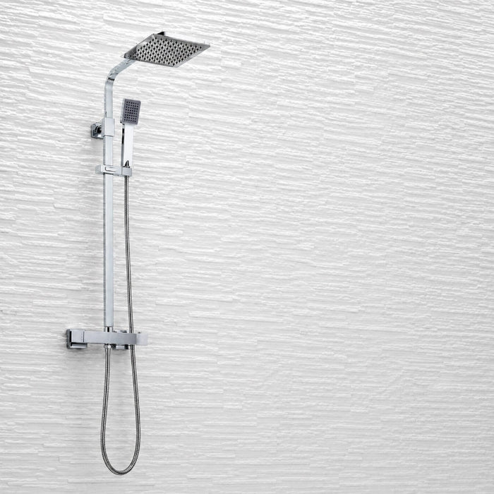 Flow Chrome Thermostatic T-Bar Drench Shower Square