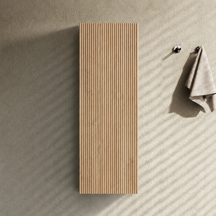 Fluted 900mm Wall Mounted Tall Storage Cabinet - Country Oak