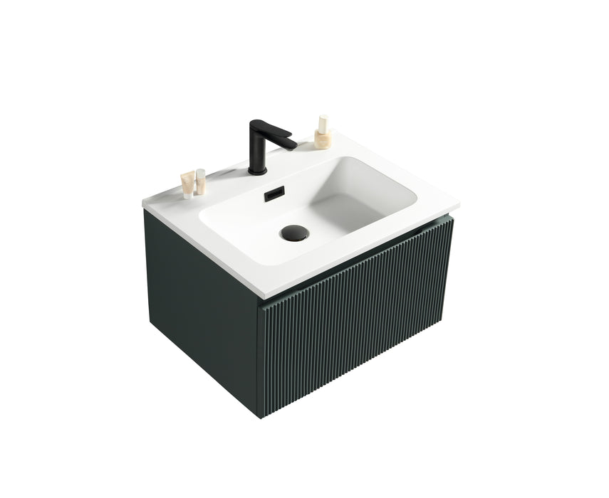 Fluted 600mm Wall-Hung Vanity Unit with Basin – Midnight Shadow