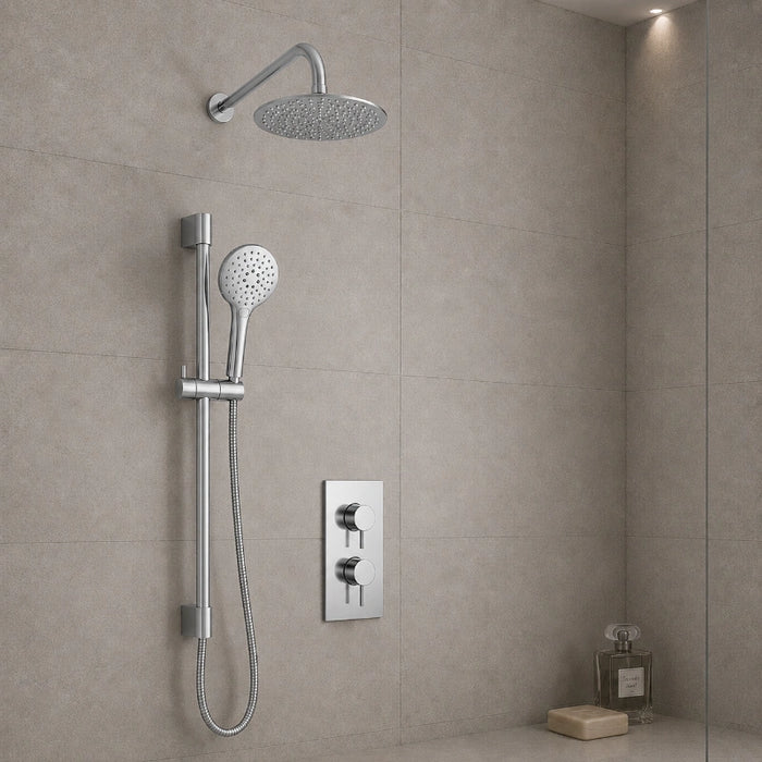 Concealed Chrome Thermostatic Shower Valve & Rail Kit