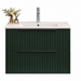 Matt forest green fluted wall-hung vanity with white basin and two drawer fronts