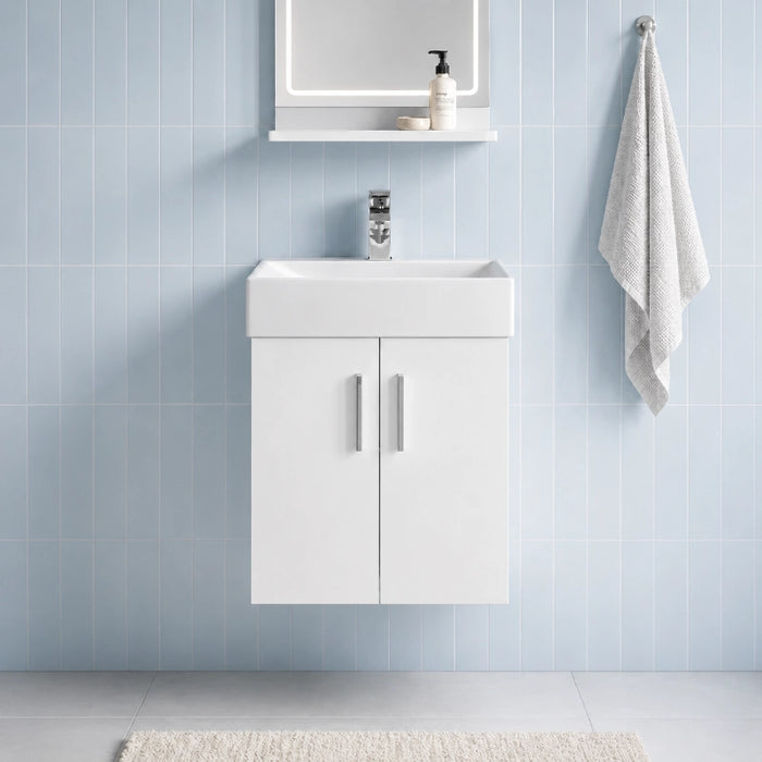 Elba 420mm Wall Hung Vanity Unit with Basin - Gloss White