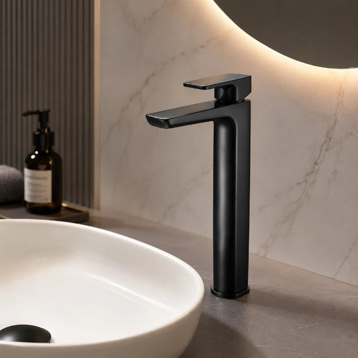 Capri Square Tall Mono Basin Mixer Tap - Matt Black