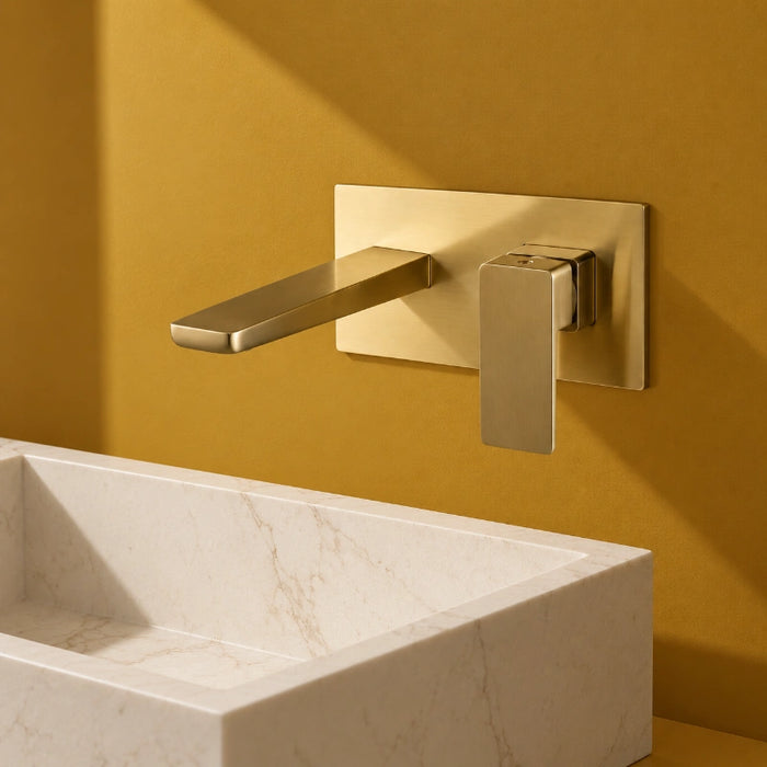 Ravena Wall Mounted Basin Tap - Brushed Brass