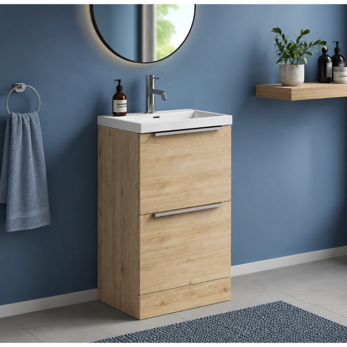Dax 500mm Floor Standing Vanity Unit with Basin - Oak