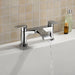 Chrome bath filler tap with curved spout and two cross handles