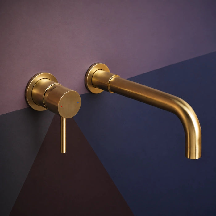 Pisa Wall Mounted Basin Tap - Brushed Brass