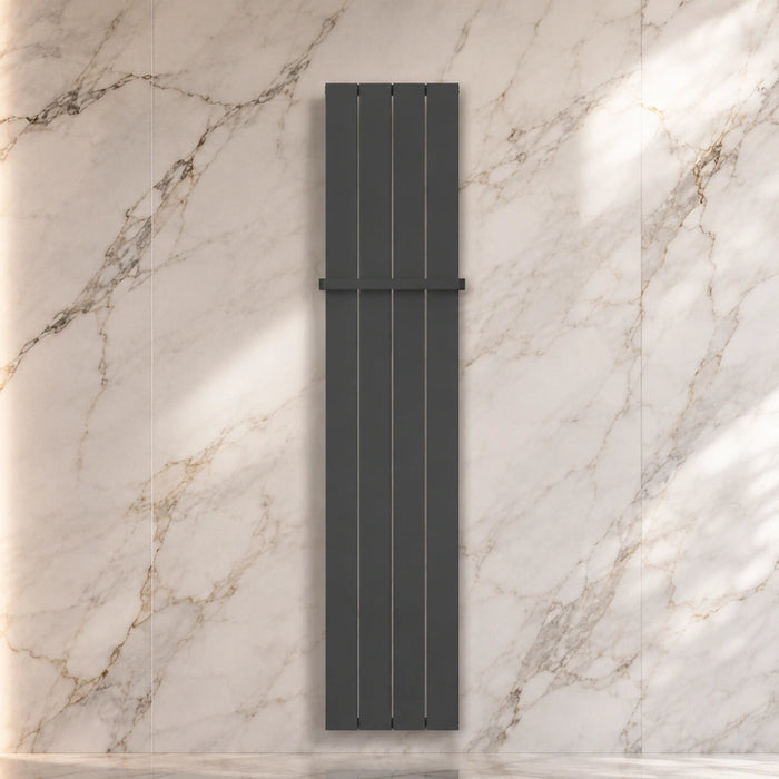 Cordoba Anthracite Aluminium Vertical Radiator - 375mm Inc. Towel Rail