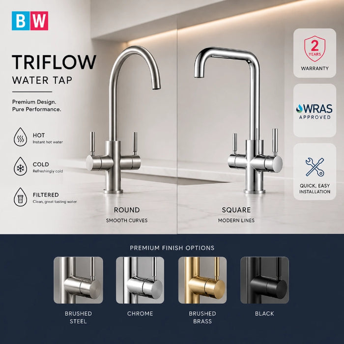 Triflow Round 3-in-1 Kitchen Tap - Black