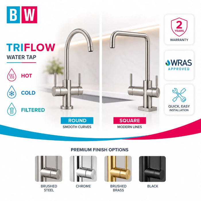 Triflow Brushed Brass 3-in-1 Kitchen Tap