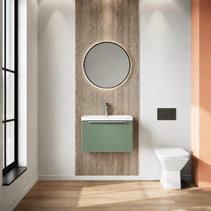 Dax 500mm Wall-Hung Bathroom Cabinet with Basin - Green