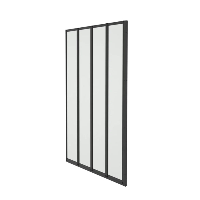 4 Panel Folding Bath Screen Black 1400mm