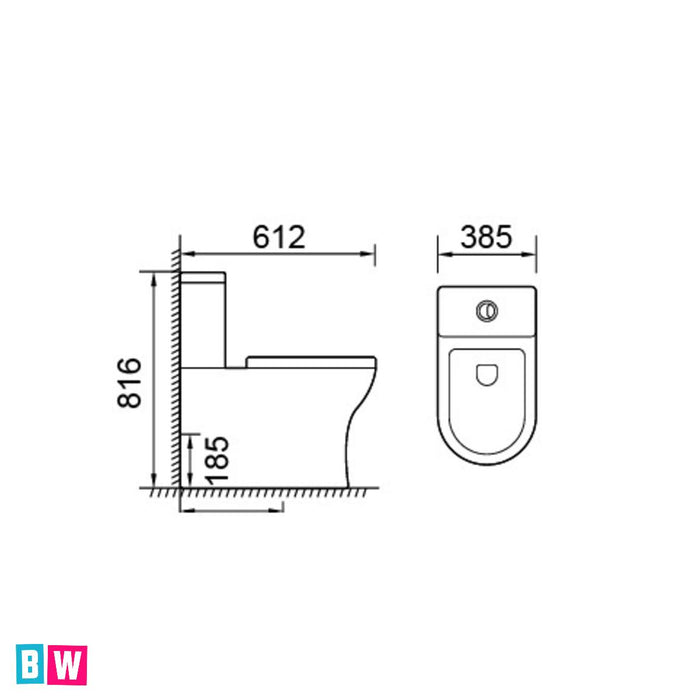 Fully Enclosed Rimless Toilet - Azzuro