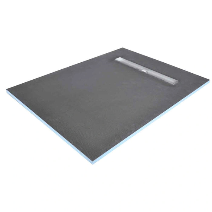 Low Profile 1200 x 900 mm Linear Drain Offset Walk-in Shower Tray - Grey
