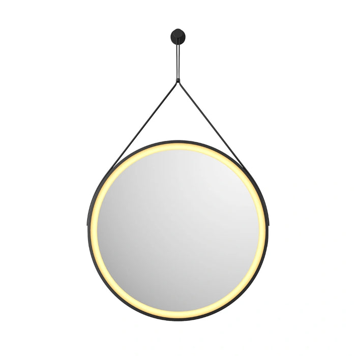 Ancona Round LED Mirror with Strap 600mm - Black