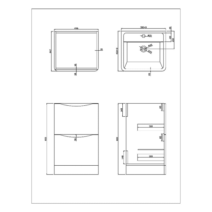 Rimini 500mm 2 Drawer Floorstanding Vanity Unit with Basin - Anthracite
